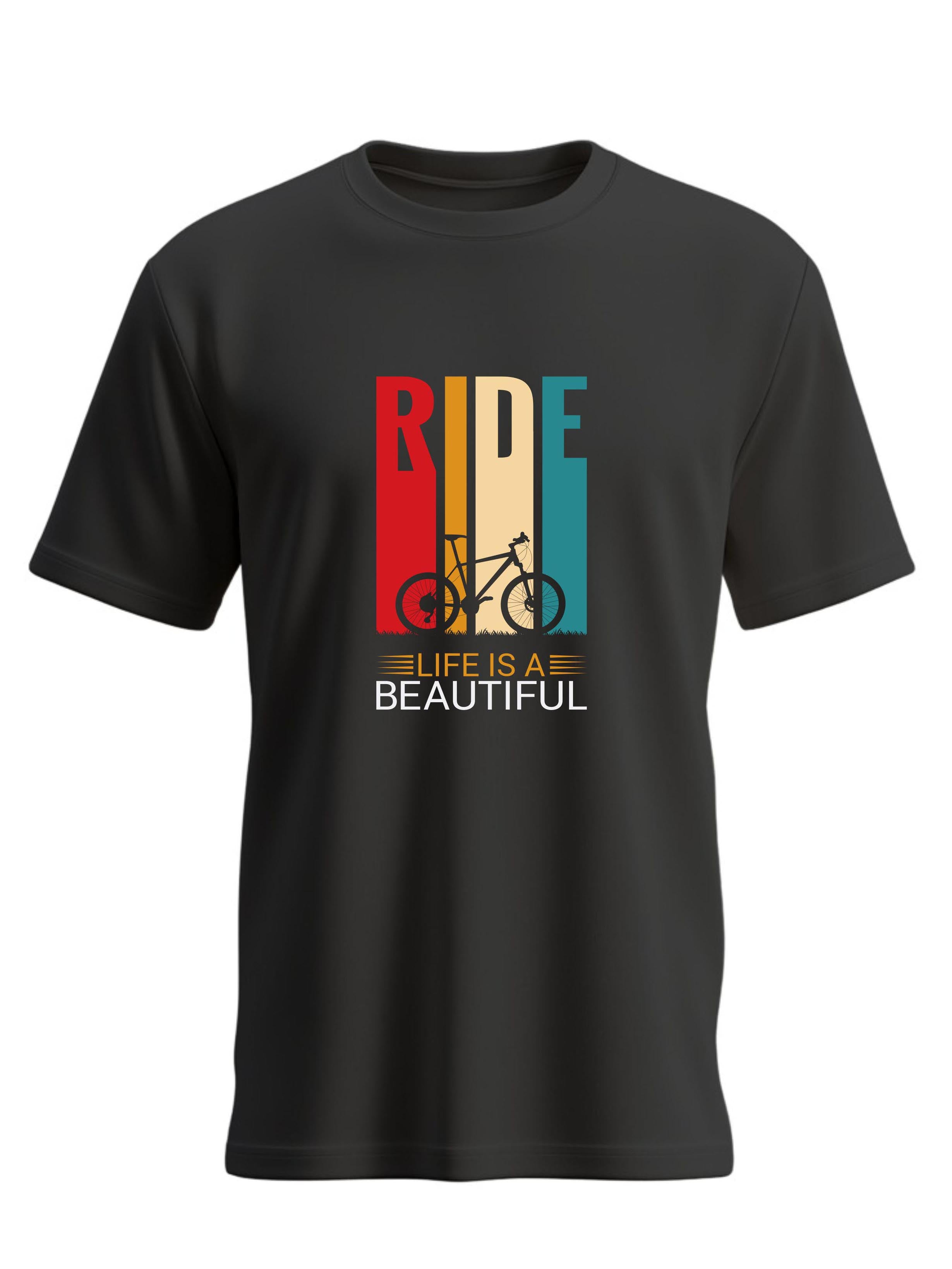 Ride Typography Pure Cotton T-shirt For Men